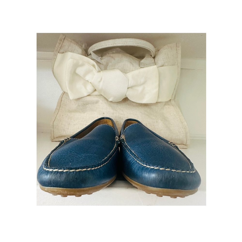 Peter Millar Women’s Blue Pebble Leather Driving Moccasins size 9  Gorgeous! - Picture 6 of 7
